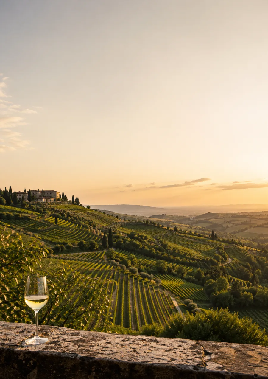 Veneto wine starter guide cover with wine, vineyards and regional scenery