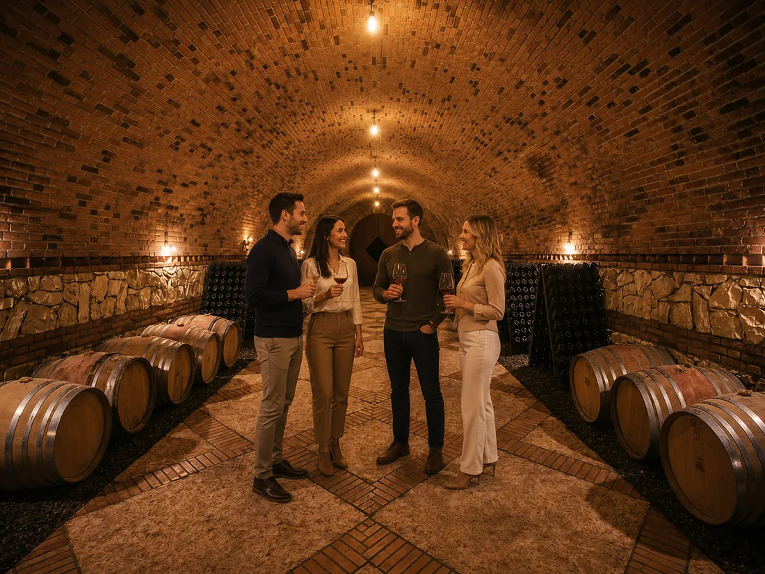 Gini winery tasting scene in Monteforte d'Alpone