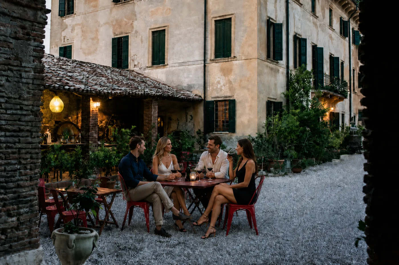 Villa Calicantus outdoor wine tasting in Bardolino