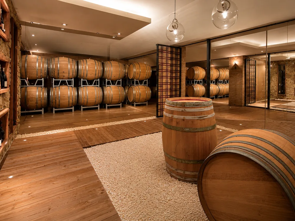 Zenato winery cellar with barrels and bottles